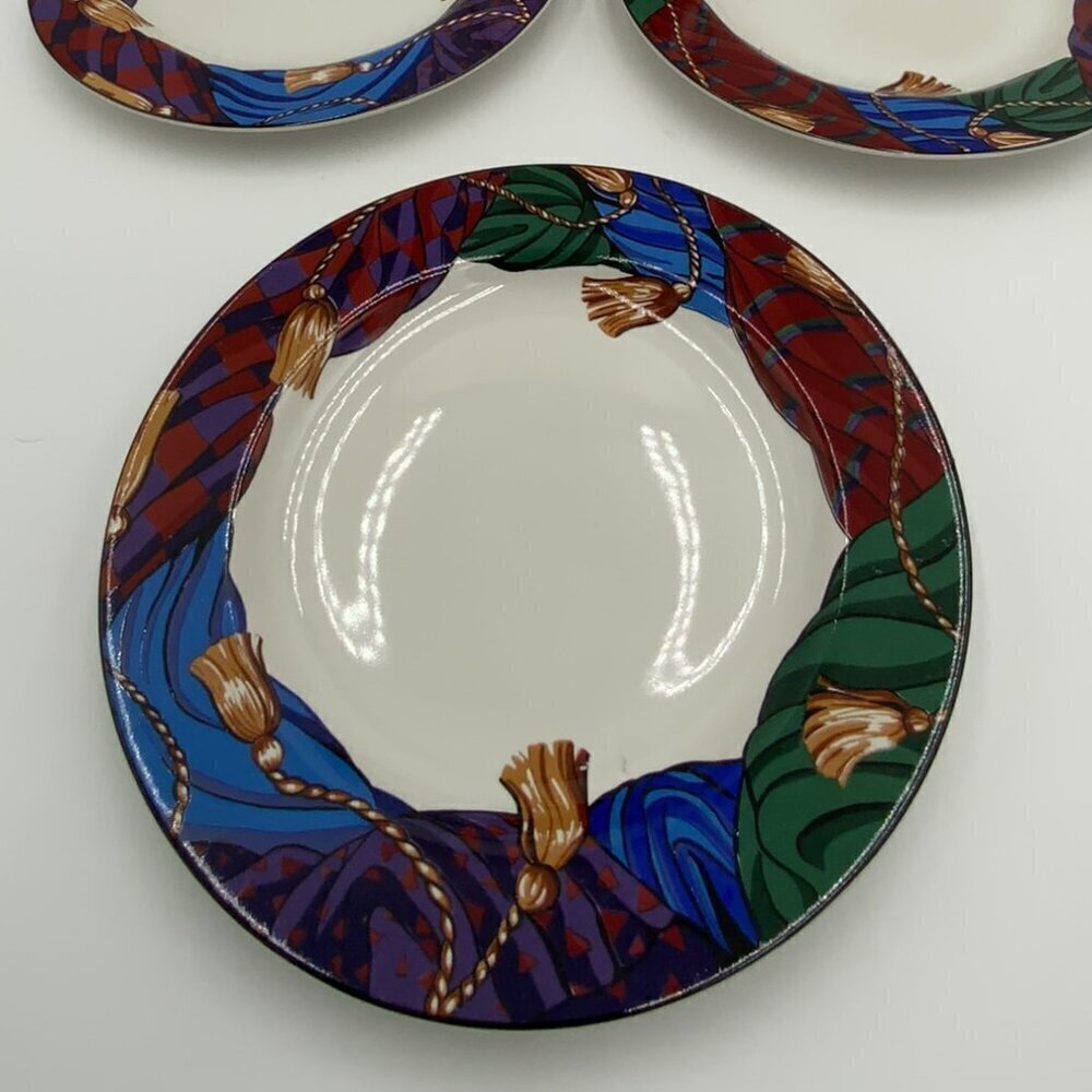 Set of 4 1993 Vitromaster Curtain Call Salad Plates Designed by Sue Zipkin - Picture 2 of 8